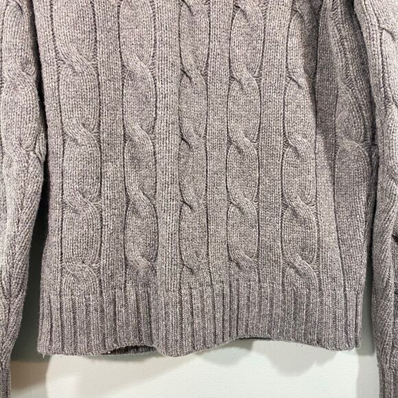 Abercrombie & Fitch Men Grey Cable Knit Wool Blend V-neck Pullover Sweater Sz M - Picture 3 of 8